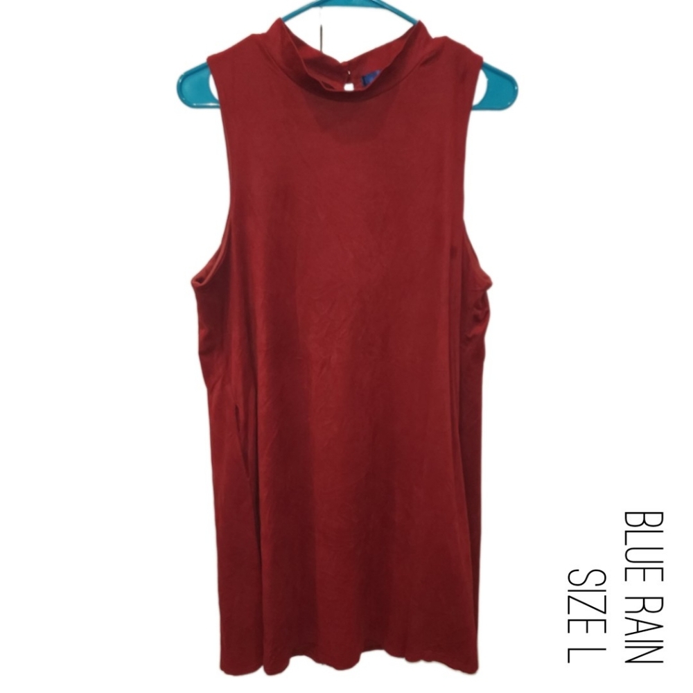 Dark Red Sleeveless Suede Dress, Brand Blue Rain. Size large.